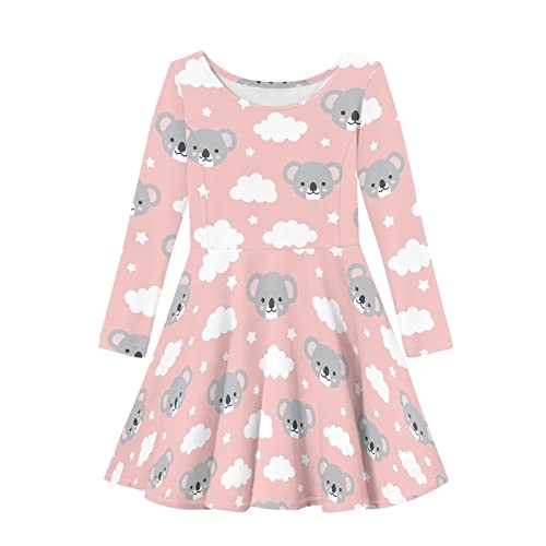 Dolyues Mädchen Kleid Langarm Pullover Casual Crewneck Kleider Strand Party Kleid für Kinder, Koala, 5-6 Jahre von Dolyues