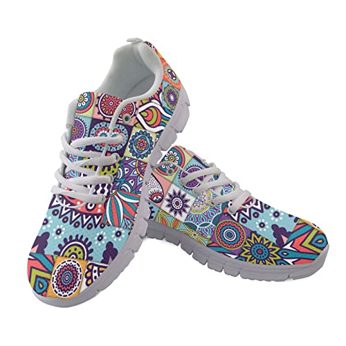 Dolyues Marokkanische Fliesen Mandala Damenschuhe Trainer Atmungsaktive Wanderschuhe Schnürschuhe Bequeme Sportschuhe Frühling/Herbst von Dolyues