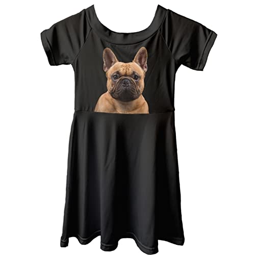 Dolyues Modekleider mit niedlichem 3D-Hund, französischer Bulldogge, für Kinder, lässig, Sommer, Kurzarm, Partykleid, 3–14 Jahre Dolyues Modekleider mit niedlichem 3D-Hund, französischer Bulldogge, für Kinder, lässig, Sommer, Kurzarm, Partykleid, 3–14 Jahre von Dolyues