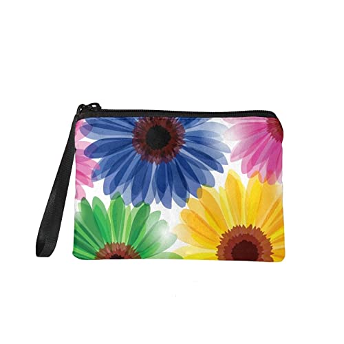 Dolyues Münzgeldbörse mit Reißverschluss, Kleingeldtasche für Damen, Reisen, kleine Kosmetiktasche, Geldbörse mit Handgelenkschlaufe, Mehrfarbiges Blumenmuster, Einheitsgröße, Casual von Dolyues