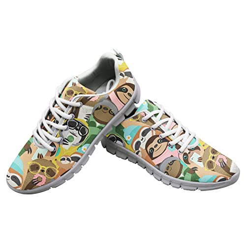Dolyues Niedlich Tier Tropisch Faultier Drucken Damenmode Laufschuhe Beiläufig Schnüren Gehen Joggen Turnschuhe EU41 von Dolyues