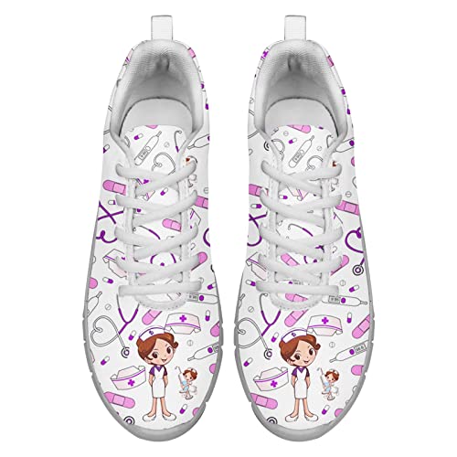 Dolyues Niedliche Pflegemuster Frauen Schnürschuhe Laufschuhe Lässige Leichte Atmungsaktive Sportschuhe 40 EU von Dolyues