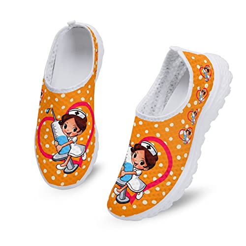 Dolyues Orange Cartoon Krankenschwester Muster Frauen Mesh Trainer Sportliche Turnschuhe Leichte Bequeme Slip On Wanderschuhe Dolyues Orange Cartoon Krankenschwester Muster Frauen Mesh Trainer Sportliche Turnschuhe Leichte Bequeme Slip On Wanderschuhe von Dolyues