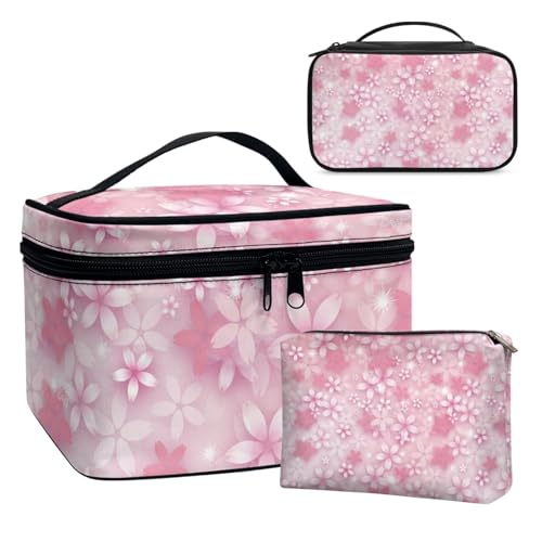 Dolyues Peach Blossom Kulturbeutel 3 Stück, Flugzeug PVC Kosmetiktasche wasserdicht Make-up Tasche Kosmetikbeutel durchsichtig Reise Women Gifts von Dolyues