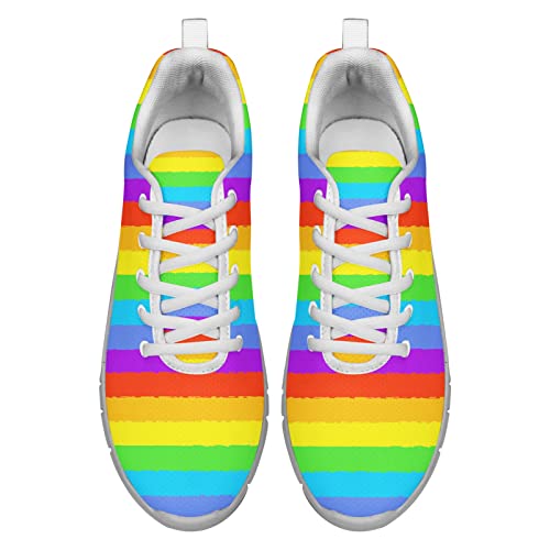 Dolyues Regenbogen LGBT Druck Sporthalle Schnürsneaker Lässige Leichte Atmungsaktive Trainer Joggingschuhe 36 EU von Dolyues