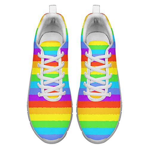 Dolyues Regenbogen LGBT Druck Sporthalle Schnürsneaker Lässige Leichte Atmungsaktive Trainer Joggingschuhe 45 EU von Dolyues
