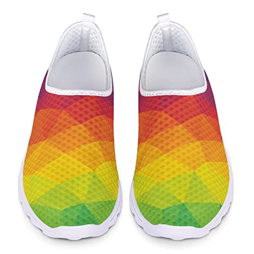 Dolyues Regenbogen Spektrum Polygon Triangle Drucken Schlüpfen Schuhe für Damen Sport Sportliche Turnschuhe 42 EU von Dolyues