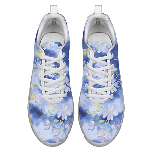 Dolyues Retro Blaue Blume Blumenmuster Frauen Laufende Turnschuhe Atmungsaktives Sport-Athletik-Trainer aus Mesh Schuhe 40 EU von Dolyues