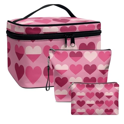 Dolyues Rosa Liebe Kosmetiktasche mit Zipper, Portable Schminktasche, One-Step Organizer Makeup Tasche Schminkbeutel für Lazy Damen Valentinstag Bags von Dolyues