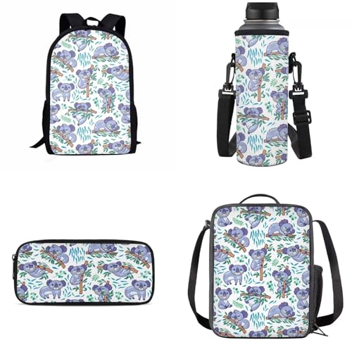 Dolyues Rucksack-Set, 4-in-1, Kinder-Schultasche, Grundschule, Schulrucksäcke, Büchertasche, Koala, Kinderrucksack von Dolyues