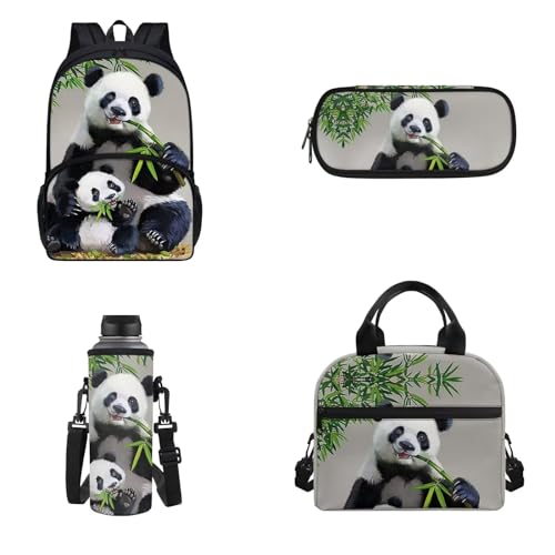 Dolyues Schulranzen 4 in 1 Rucksack Set Mädchen Schulrucksack für Kleinkind Teenager, panda, Rucksack, Rucksäcke von Dolyues