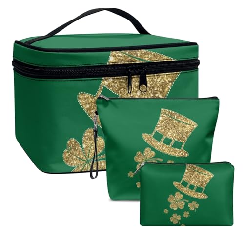 Dolyues St. Patrick's Day Hut Kosmetiktasche Schminktasche Reise Make-up Bag wasserdichte Tasche, tragbarer Kosmetik Organizer Reisekosmetiktasche Frau Damen von Dolyues