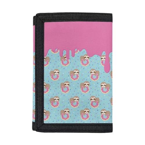 Dolyues Trifold Wallets, Kreditkartenetui Geldbörse Jungen Geldbörse Slim Folding Geldbörsen, Faultier-Donut von Dolyues