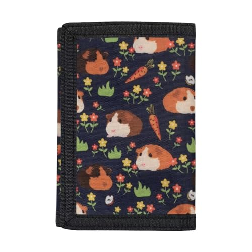 Dolyues Trifold Wallets, Kreditkartenetui Geldbörse Jungen Geldbörse Slim Folding Geldbörsen, Meerschweinchen-schwarz von Dolyues