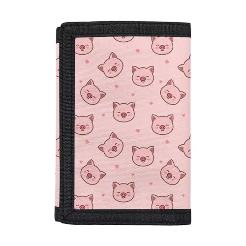 Dolyues Trifold Wallets, Kreditkartenetui Geldbörse Jungen Geldbörse Slim Folding Geldbörsen, Rosa, Schwein von Dolyues