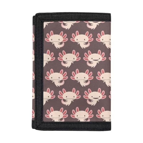 Dolyues Trifold Wallets, Kreditkartenetui Geldbörse Jungen Geldbörse Slim Folding Geldbörsen, Rosa Axolotl von Dolyues