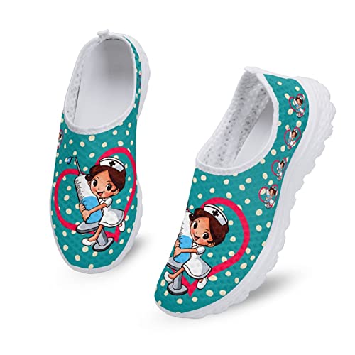 Dolyues Türkis Stillmuster Damen Slip-on Sneakers Atmungsaktive Leichte Sportliche Laufschuhe für Damen von Dolyues