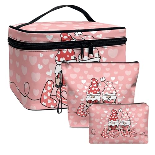 Dolyues Valentinstag Zwerge Make-up-Tasche für Frauen Beauty Pinsel Reise-Kit Organizer Kosmetiktasche Professional Multifunktions 3 Stück Valentinstag Bags von Dolyues