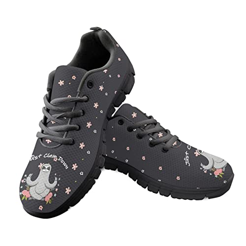 Dolyues Yoga Faultier Print Turnschuhe Damen Wanderschuhe - Floral Faultier Mesh Sneaker für Damen Damen Laufen Atmungsaktive Sportschuhe von Dolyues