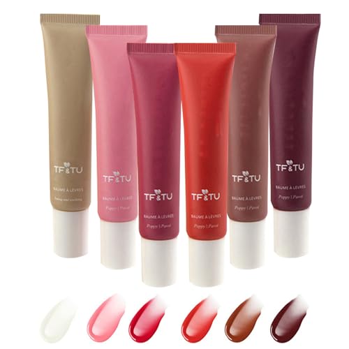 6 Farben Glossy Lip Butter Balm, Getönter Lip Butter Balm für die Feuchtigkeitsversorgung, Clear Jelly Tint Lip Stain, High Shiny Finish Lip Glow Oil, Natural Plumping Lip Tint für Sofortige Feuchtigk 6 Farben Glossy Lip Butter Balm, Getönter Lip Butter Balm für die Feuchtigkeitsversorgung, Clear Jelly Tint Lip Stain, High Shiny Finish Lip Glow Oil, Natural Plumping Lip Tint für Sofortige Feuchtigk von Domality