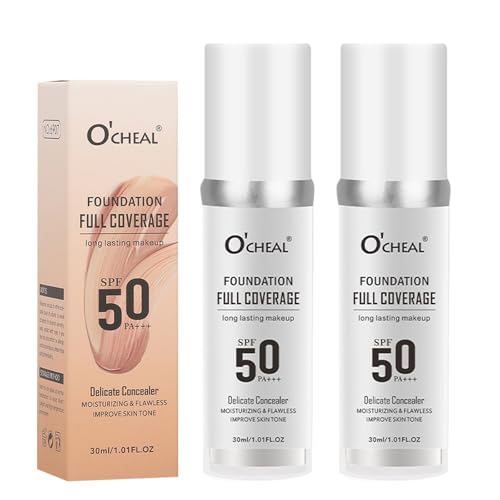 Domality 2er-Pack Color Changing Foundation für Reife Haut, Flüssiges Basis-Make-up, Sonnenschutz SPF50, Concealer Mit Voller Abdeckung, Feuchtigkeitsspendende Abdeckung für Alle Hauttöne, Make-up-Hau Domality 2er-Pack Color Changing Foundation für Reife Haut, Flüssiges Basis-Make-up, Sonnenschutz SPF50, Concealer Mit Voller Abdeckung, Feuchtigkeitsspendende Abdeckung für Alle Hauttöne, Make-up-Hau von Domality