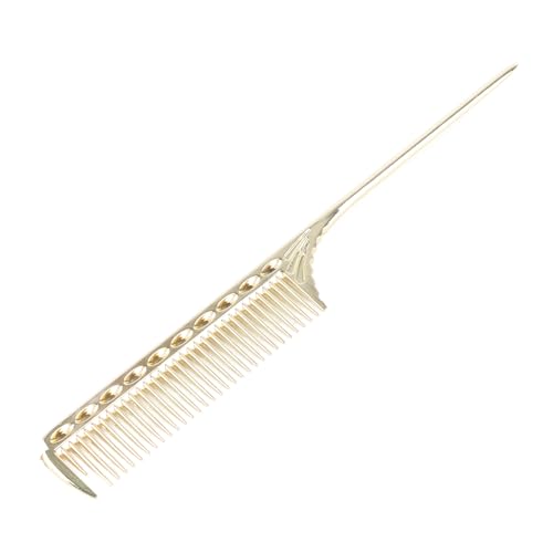 Professioneller Haarkamm aus Aluminium und Metall für das Styling von Männern und Frauen, Leichtes Friseurwerkzeug für Alle Haartypen (Gold) von Domary