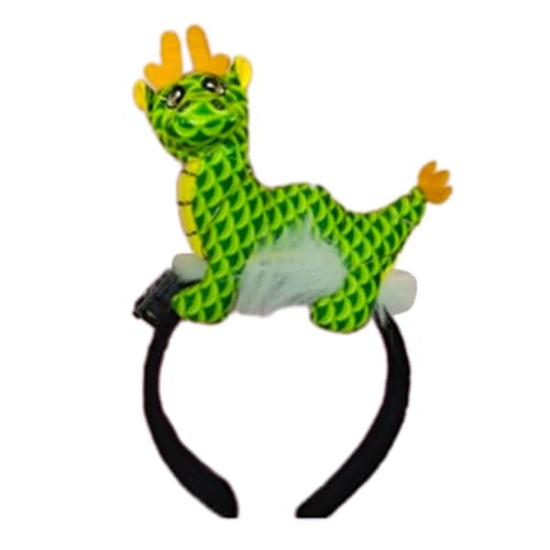 2024 Neujahrsdrachen-Stirnband, LED-beleuchteter Haarreif, Kopfschmuck, Partywäsche, Kopfbedeckung, Cartoon-Tierhaar-Accessoire, Drachen-Haarband von Domasvmd