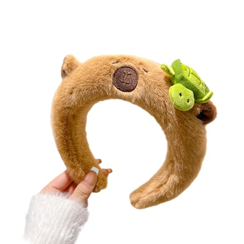 Cartoon-Stirnband, Capybara-Haarband, Haarschmuck, stilvolle Kopfbedeckung, Kopfschmuck, Haarreif, Plüschmaterial für Damen, Capybara-Haar-Accessoire von Domasvmd