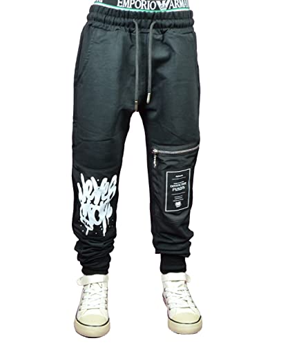 DombayDenim | Jungen Jogginghose Baumwolle | Jogginghose | Jogging | Cargo Tasche | Größe 170 Black | 2303 von DombayDenim