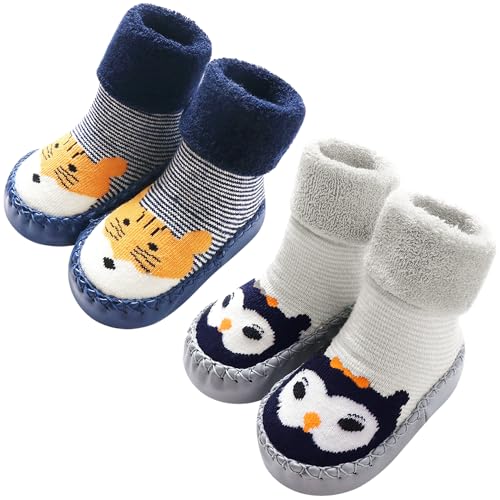 Domee Baby Hüttenschuhe Antirutschsocken Rutschsocken Winter 2er-Pack Hamster Panda 17-18 (Herstellergröße 12) von Domee