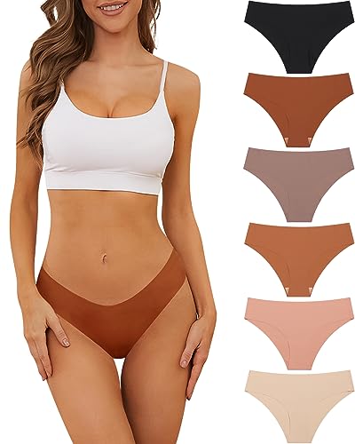 Domee Damen Unterhosen Nahtlose Unsichtbare Unterwäsche Slips 6er-Pack Klassischer Stil L von Domee