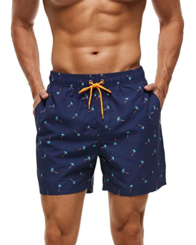 Domee Herren Badehose Boardshorts mit Taschen Badeshorts mit Mesh Futter Sommer Kokosnussbaum L von Domee