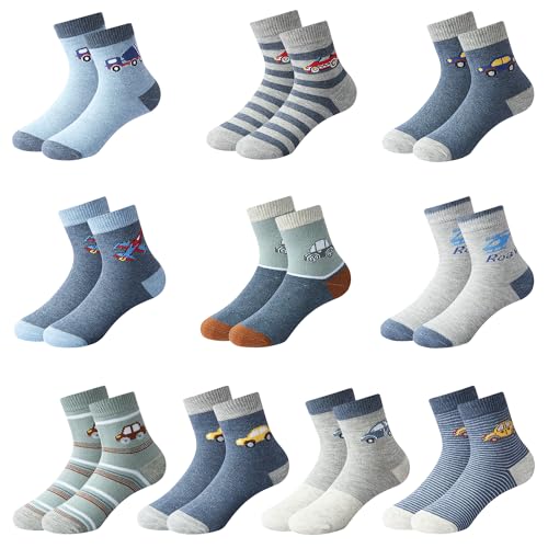 Domee Jungen Socken Kindersocken Strümpfe Baumwolle 10er-Pack Kaninchen 21-23 (Herstellergröße S) von Domee