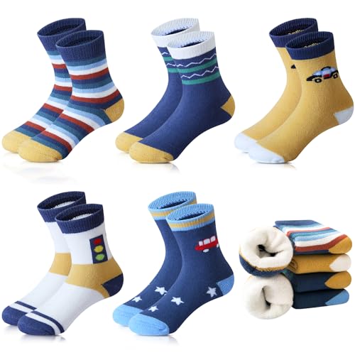 Domee Jungen Socken Frottee Thermosocken Wintersocken Warm Dicke 5er-Pack Ampel 20-23 (Hersteller S) von Domee