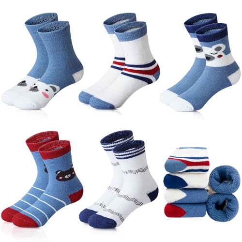 Domee Jungen Socken Frottee Thermosocken Wintersocken Warm Dicke 5er-Pack Kleine Bären 20-23 (Hersteller S) von Domee