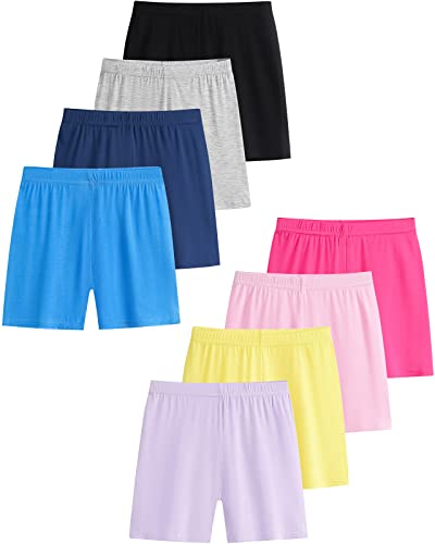 Domee Mädchen Kurze Leggings Radlerhose Shorts Sommerhose Klassische Volltonfarbe 140-152 (Herstellergröße 170) 8er-Pack von Domee