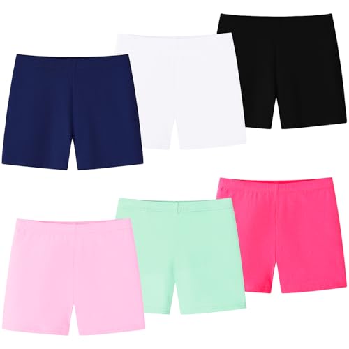 Domee Mädchen Kurze Leggings Radlerhose Sommer Shorts Baumwolle 6er-Pack, Blütenfarben 146-152 (Herstellergröße M) von Domee