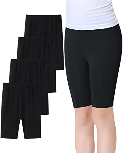 Domee Mädchen Leggings Kurze Hose Radlerhose Sommer 4er-Pack Schwarz 122-128 (Herstellergröße 130) von Domee