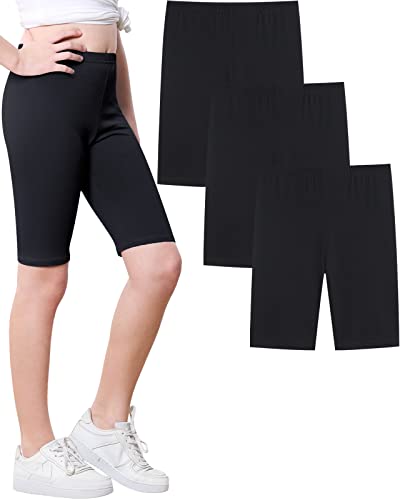 Domee Mädchen Radlerhose Kurze Leggings Shorts Sommerhose Baumwolle 3er-Pack Schwarz 134-140 (Herstellergröße 140) von Domee