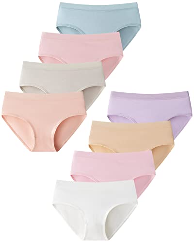 Domee Mädchen Unterhosen Unterwäsche Slips Baumwolle Teenager 8er-Pack Einfarbig 2 152-158 (Herstellergröße M) von Domee