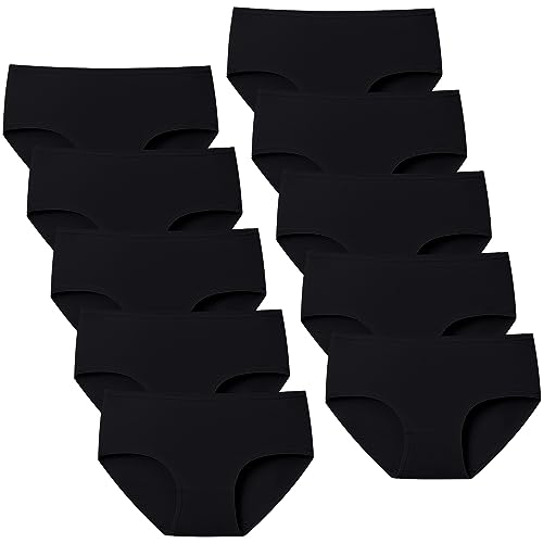 Domee Teenager Unterhosen Mädchen Unterwäsche Slip Baumwolle 10er-Pack Schwarz 164-170 (Herstellergröße XL) von Domee