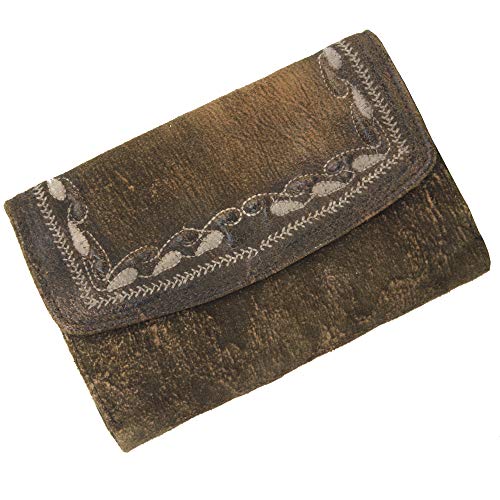 Domelo Trachtengeldbörse. Damen Leder Geldbörse mit Stecherei. kleine Geldbeutel. Portemonnaie aus Ziegenleder Brieftasche/Geldtasche von Domelo