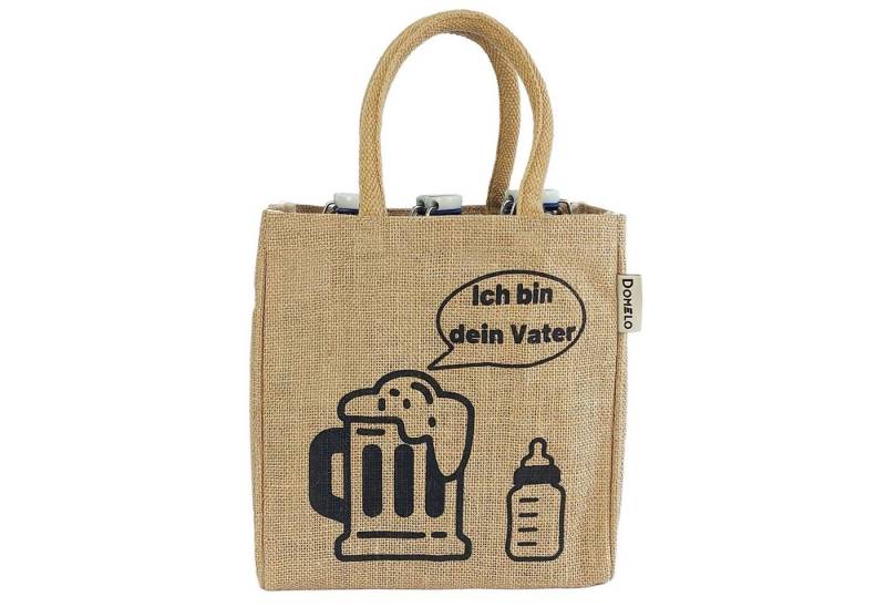 Domelo Flaschenkorb Jute Flaschentasche Vegan Bierträger Geschenke für Männer, Lustiger Aufdruck von Domelo