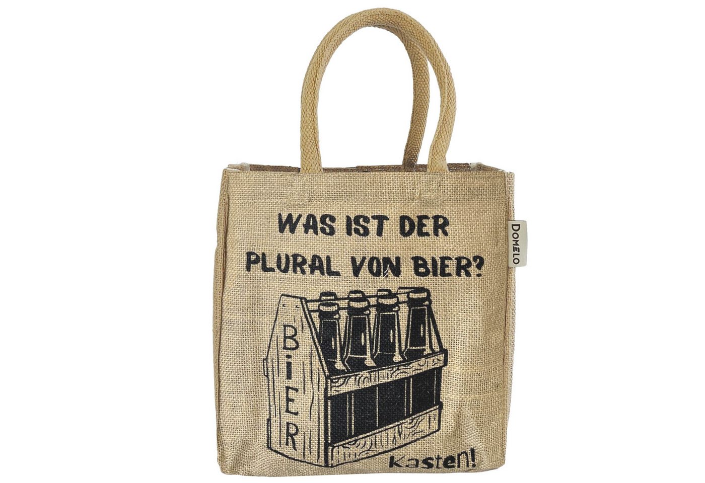 Domelo Flaschenkorb Jute Flaschentasche Vegan Bierträger Geschenke für Männer, Deutsche Designer von Domelo