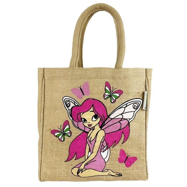 Domelo Kinder Handtasche Mädchen Jute Tasche kleine Schultertasche mit Fee Motiv von Domelo