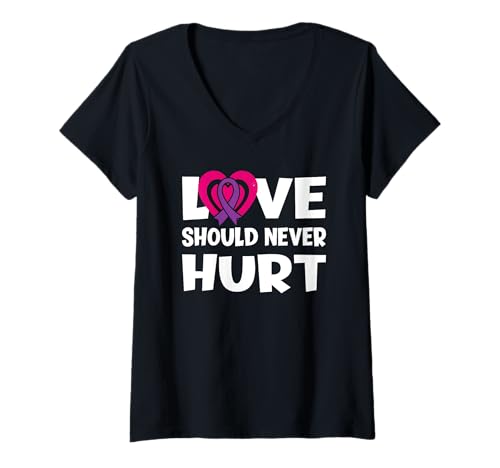 Damen Love Should Never Hurt Narzisstischer Missbrauch häusliche Gewalt T-Shirt mit V-Ausschnitt Damen Love Should Never Hurt Narzisstischer Missbrauch häusliche Gewalt T-Shirt mit V-Ausschnitt von Domestic Violence Awareness Aparel