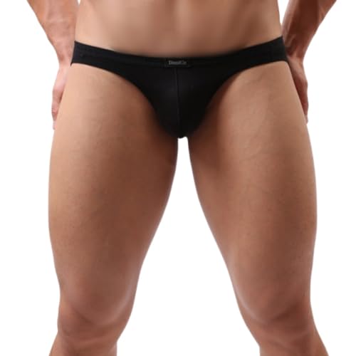Herren Comfort-Fit Modal Low Rise Slip mit geprägtem Logo Bund Slip, Schwarz , XXL von DomiGe