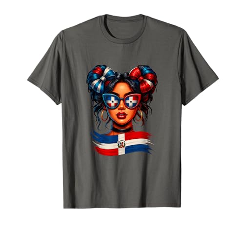 Dominikanische Republik Flagge Stolz Dominikanische Unordnung Dutt Frauen Mädchen T-Shirt Dominikanische Republik Flagge Stolz Dominikanische Unordnung Dutt Frauen Mädchen T-Shirt von Dominican Flag Hispanic Heritage Apparel Latin