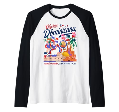 Dominikanische Republik Flagge Kostüm Idee für Frauen Dominicana Raglan von Dominican Republic Hispanic Heritage Girls Ideas