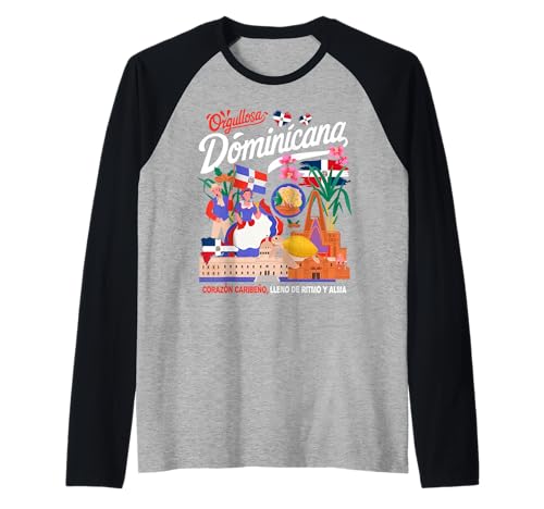 Dominikanische Republik Flagge Kostüm Idee für Frauen Dominicana Raglan von Dominican Republic Hispanic Heritage Girls Ideas